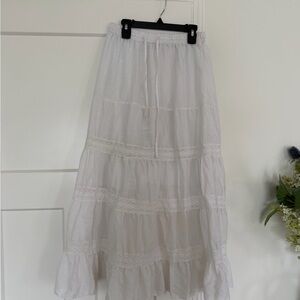Bobbie Brooks White Tiered Maxi Skirt